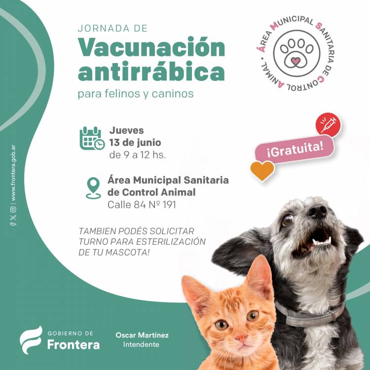 Frontera realiza jornada de vacunación antirrábica  