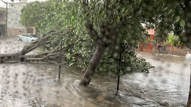 Cayeron 90 mm en media hora y Río Tercero quedó inundada