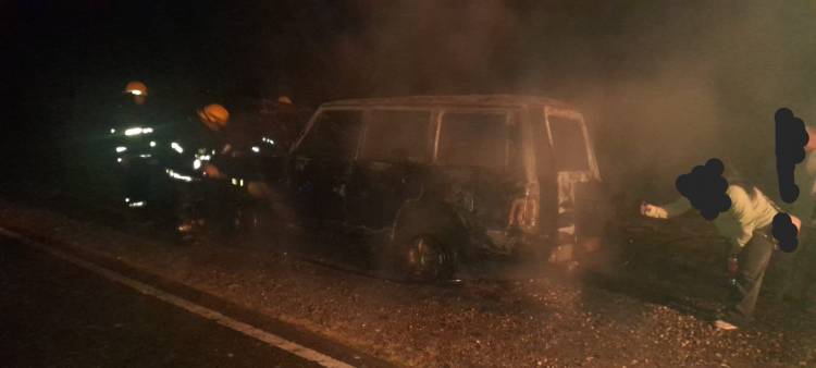 Se incendió un automóvil en Ruta Provincial 3 en cercanías a La Francia
